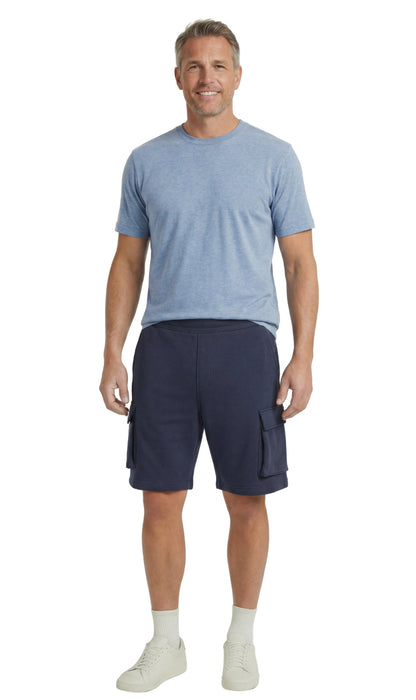 Turtle Bay men's fleece cargo shorts in Dark Navy