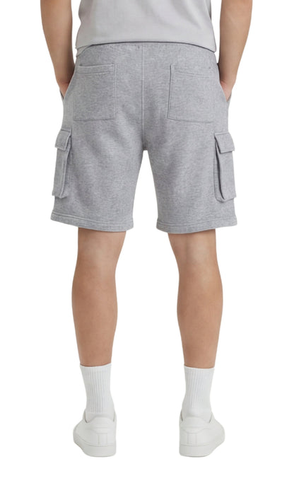 Turtle Bay men's fleece cargo shorts in Grey Heather, back view