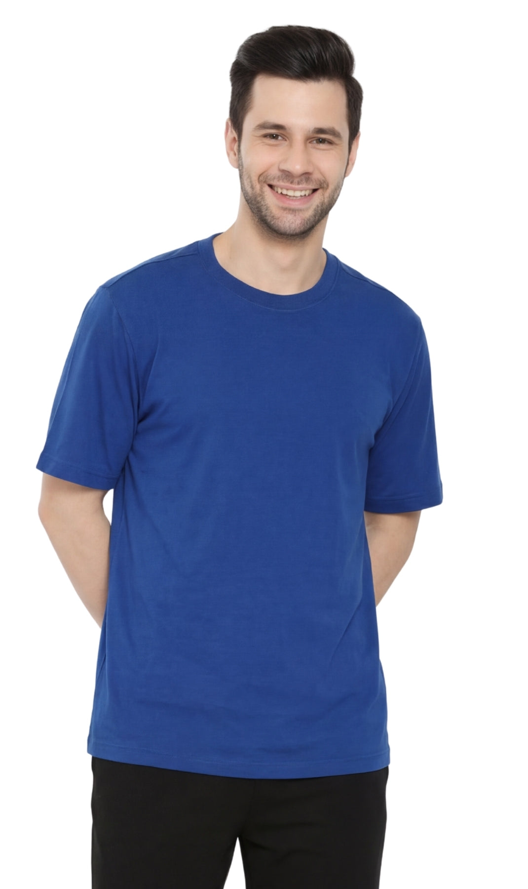 Turtle Bay men's heavyweight short sleeve crew neck t-shirt in Royal, front view