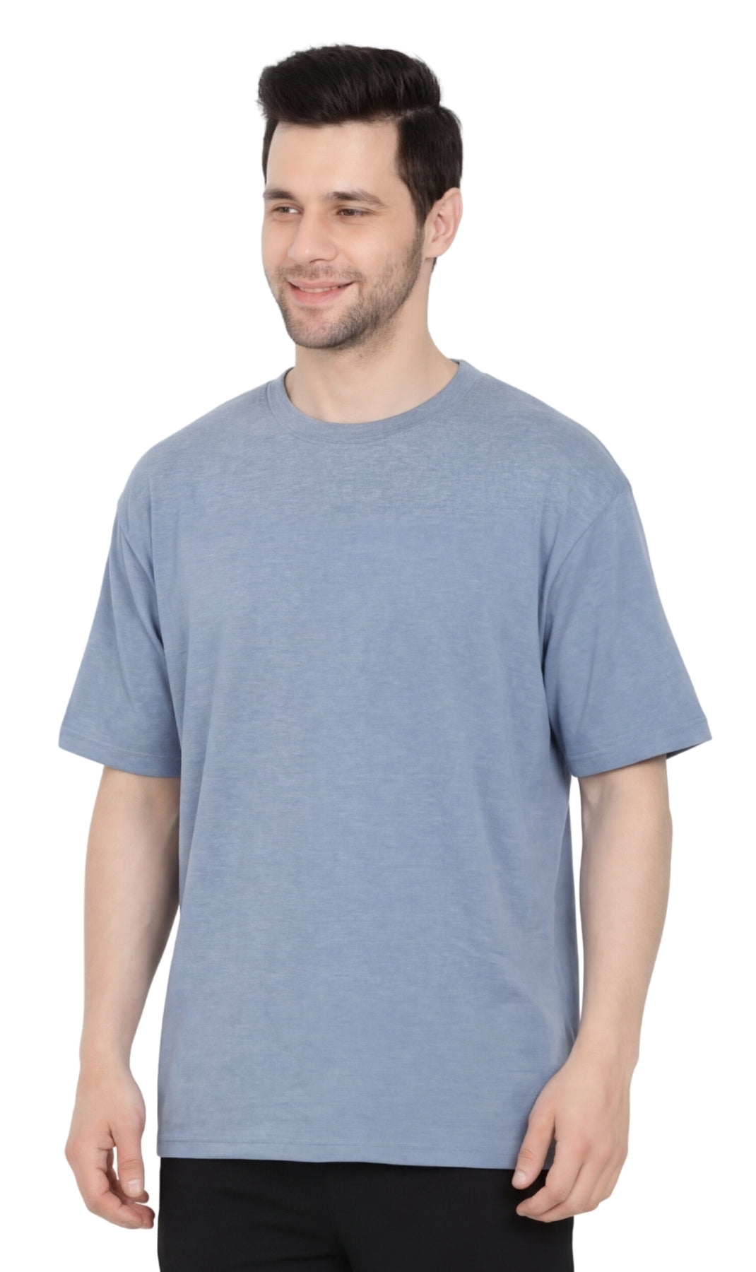 Turtle Bay men's heavyweight short sleeve crew neck t-shirt in Blue Heather, front view