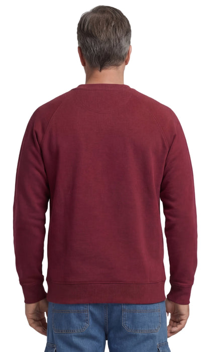 Turtle Bay men's 3-pocket fleece sweatshirt in Burgundy, back view