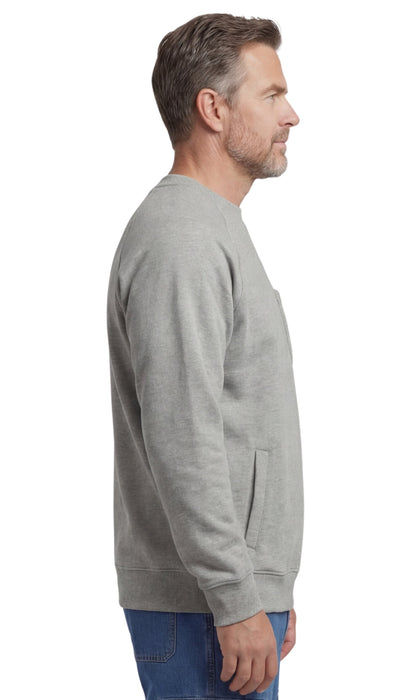Turtle Bay men's 3-pocket fleece sweatshirt in Grey Heather, side view
