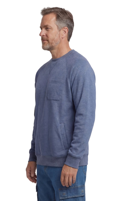 Turtle Bay men's 3-pocket fleece sweatshirt in Blue Heather, side view