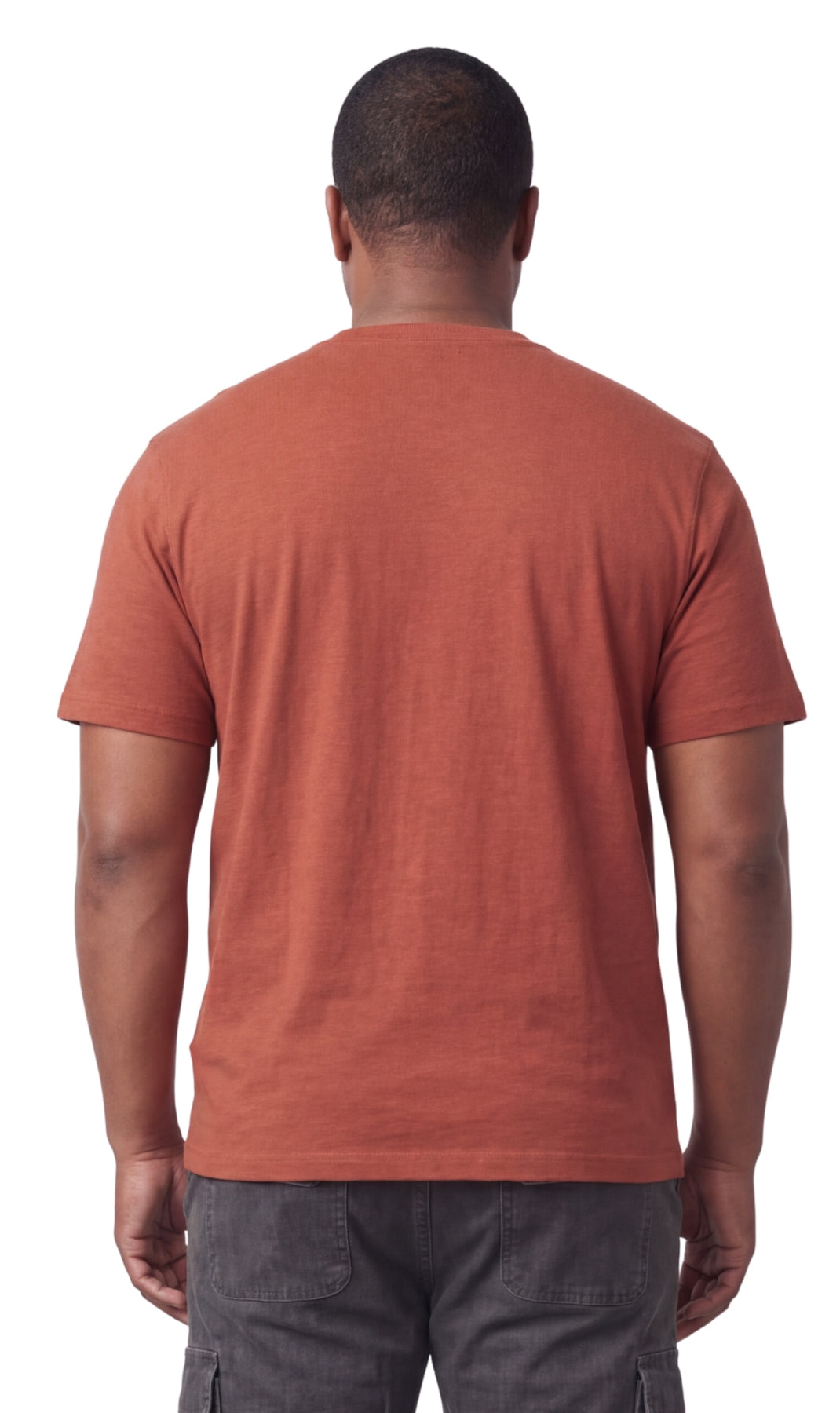 Turtle Bay men's short sleeve henley t-shirt in Redwood, front view, alternate view