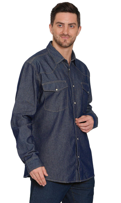Turtle Bay men's western snap button shirt in Indigo, additional detail