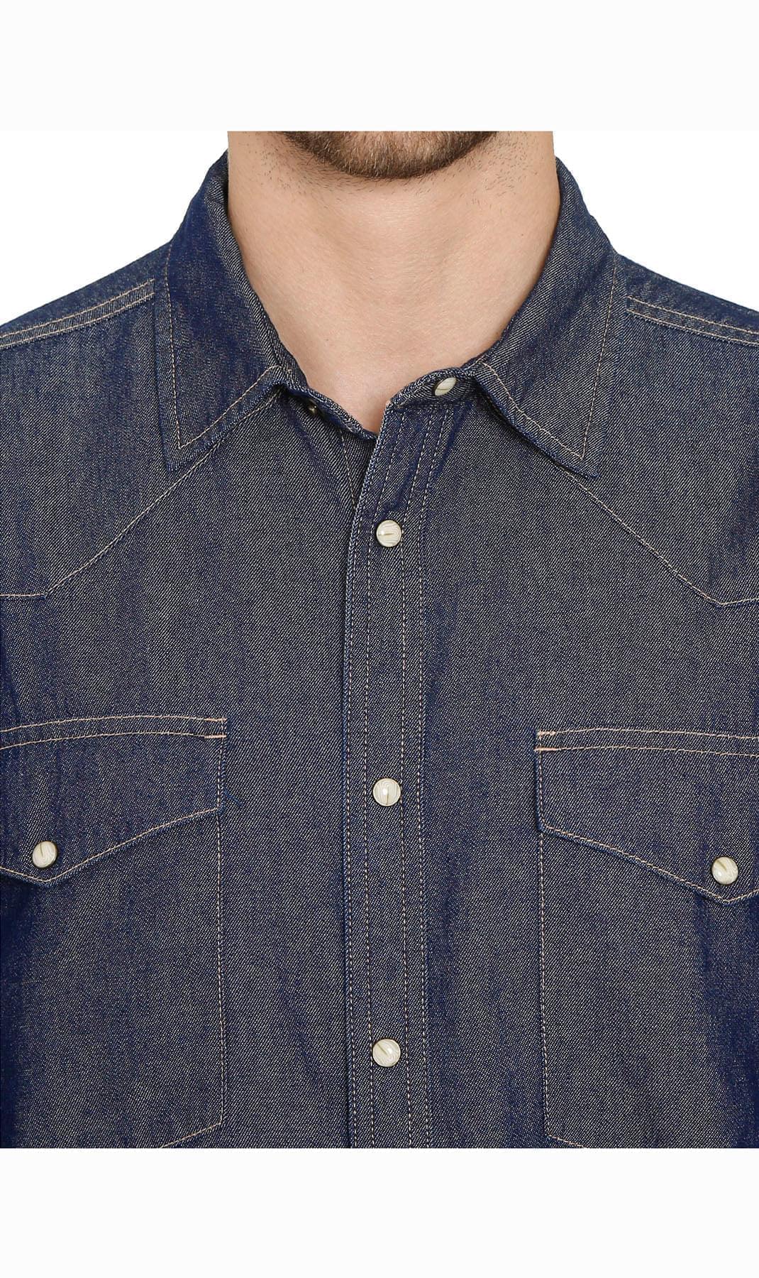 Turtle Bay men's western snap button shirt in Indigo, product photo