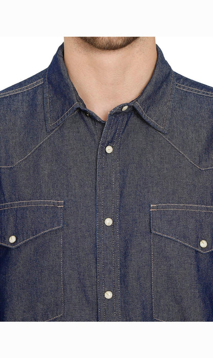 Turtle Bay men's western snap button shirt in Indigo, product photo