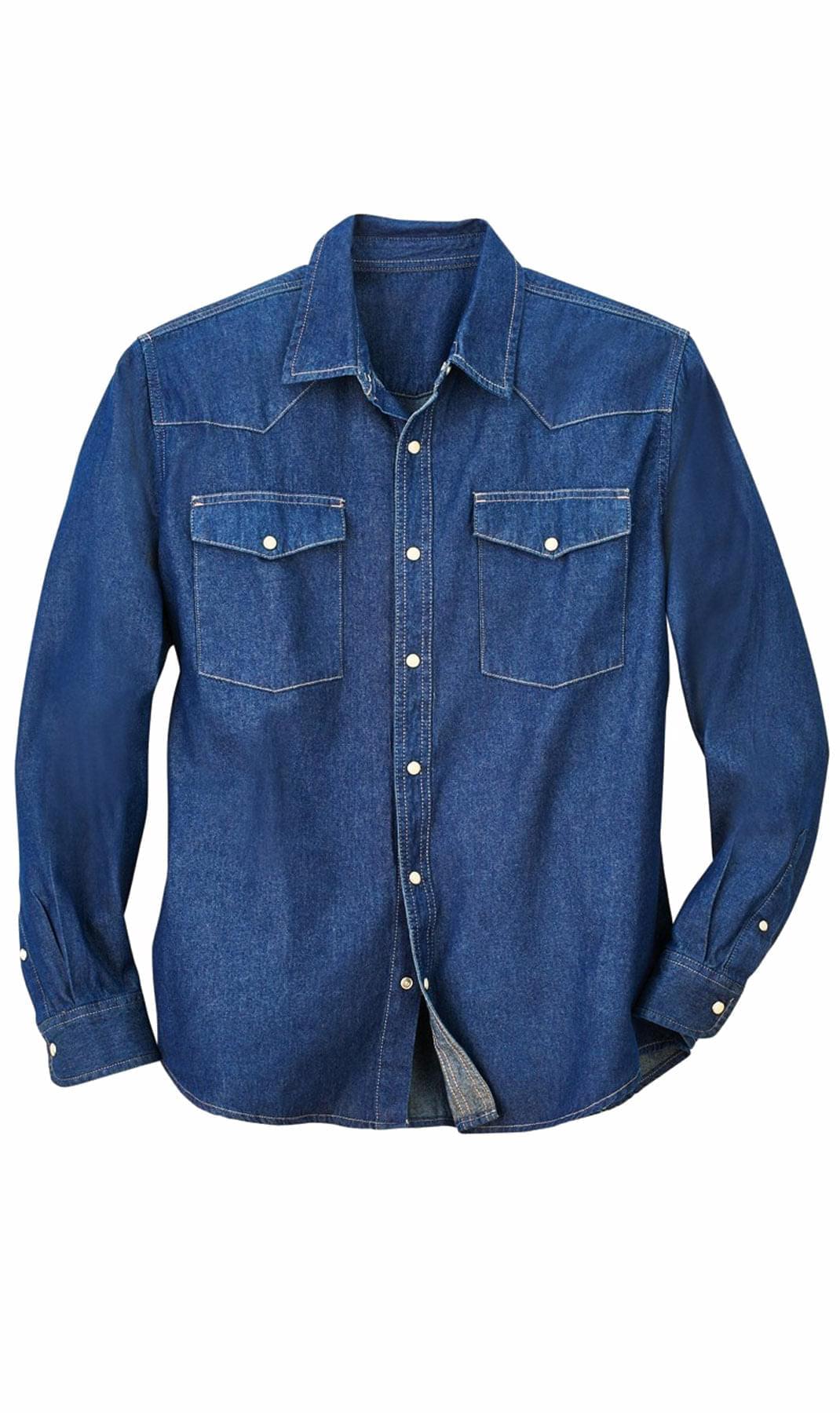 Turtle Bay men's western snap button shirt in Med Blue, additional detail