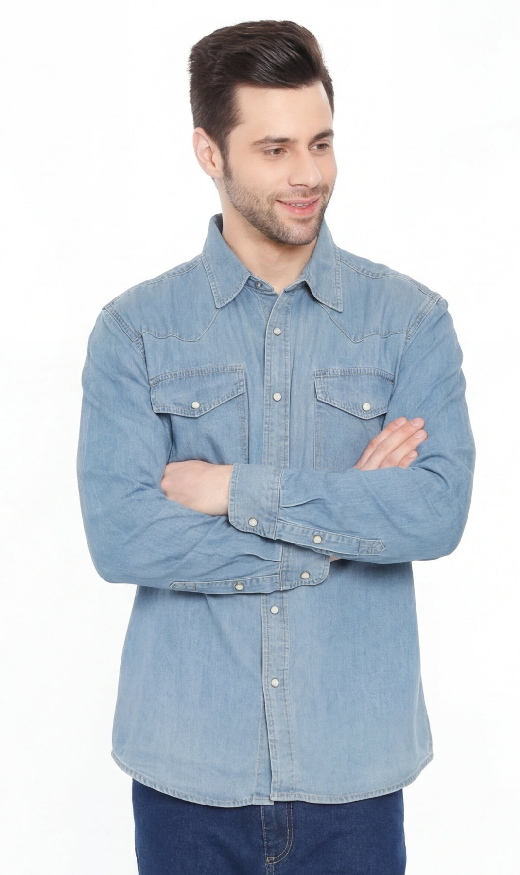 Turtle Bay men's western snap button shirt, front view