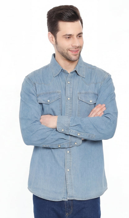 Turtle Bay men's western snap button shirt, front view