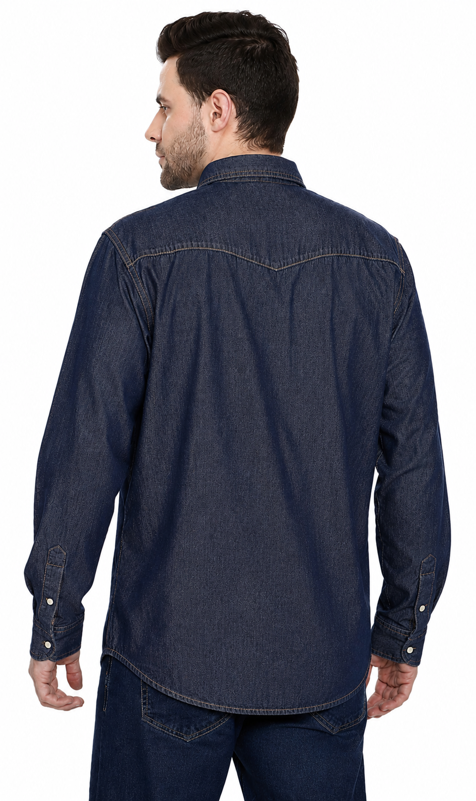 Turtle Bay men's western snap button shirt in Indigo, alternate view
