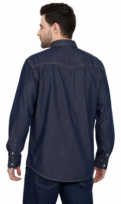 Turtle Bay men's western snap button shirt in Indigo, alternate view