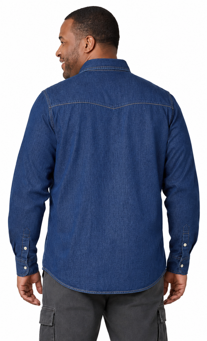 Turtle Bay men's western snap button shirt in Med Blue