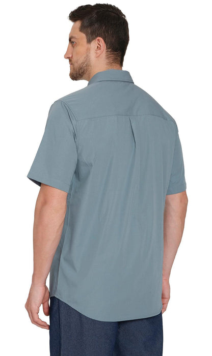 Turtle Bay men's short sleeve explorer snap shirt in Cadet Blue, alternate view