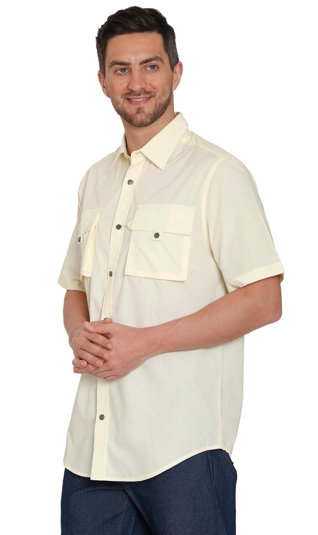 Turtle Bay men's short sleeve explorer snap shirt in Wheat, alternate view