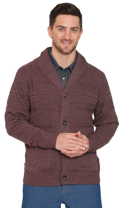 Turtle Bay men's jacquard knit shawl collar cardigan in Burgundy