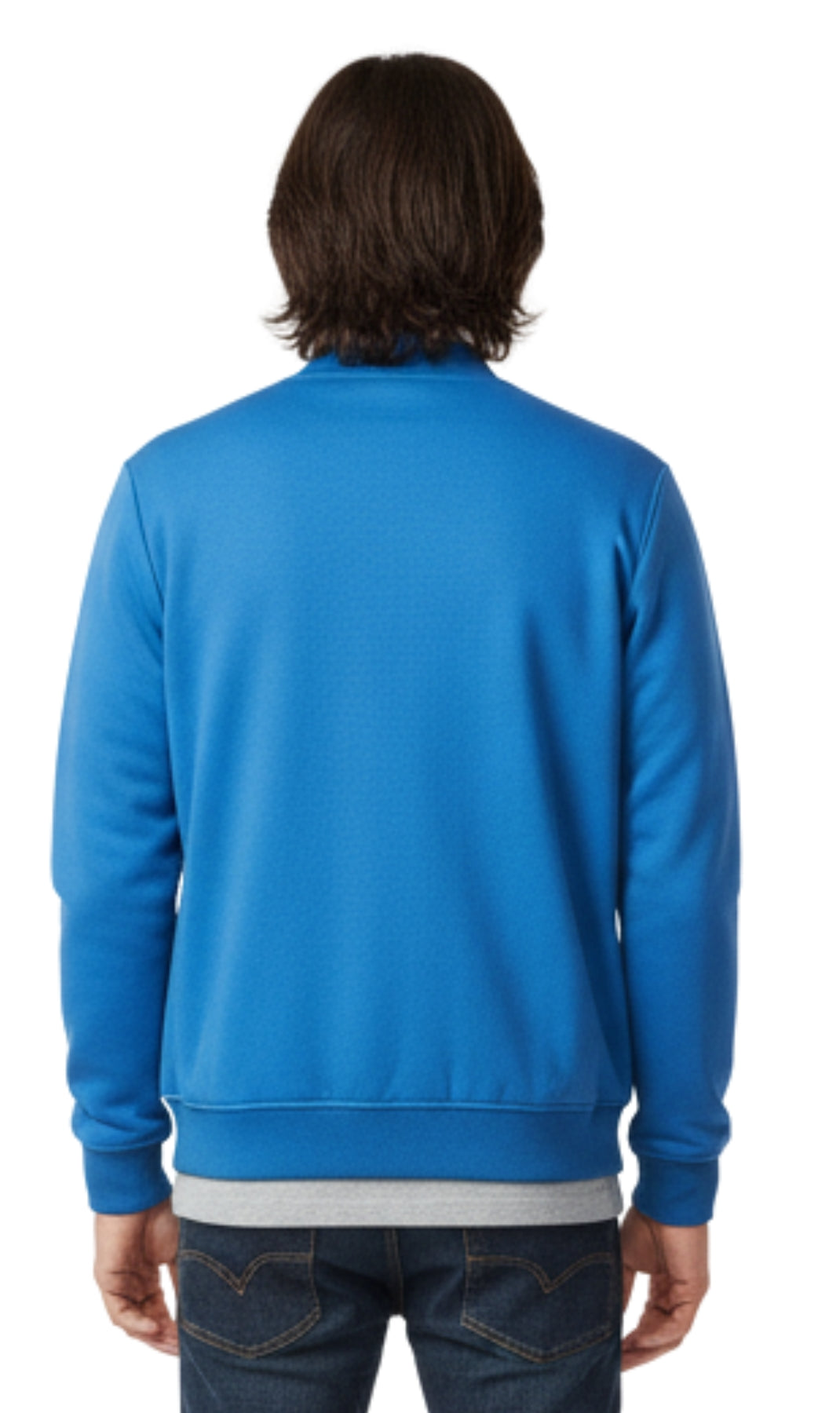 Turtle Bay men's zip-up baseball fleece jacket in Cobalt, back view