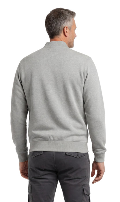 Turtle Bay men's zip-up baseball fleece jacket in Heather Grey, side view