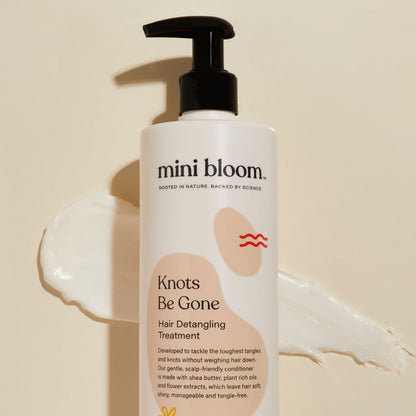 mini bloom Knots Be Gone kids hair detangling conditioner, close view