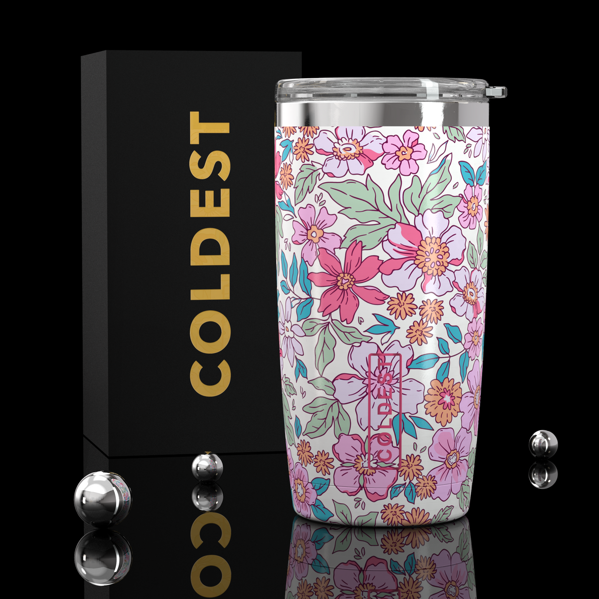 Coldest 20 oz Tumbler v2 in Flirt & Flower Ultra, main product view