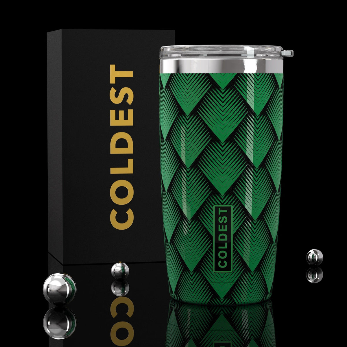 Coldest 20 oz Tumbler v2 in Green Dragon Ultra, main product view