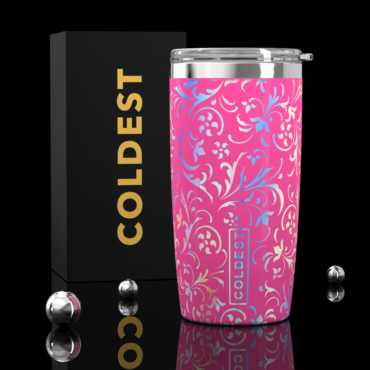 Coldest 20 oz Tumbler v2 in Pink Moonlight Floral, main product view