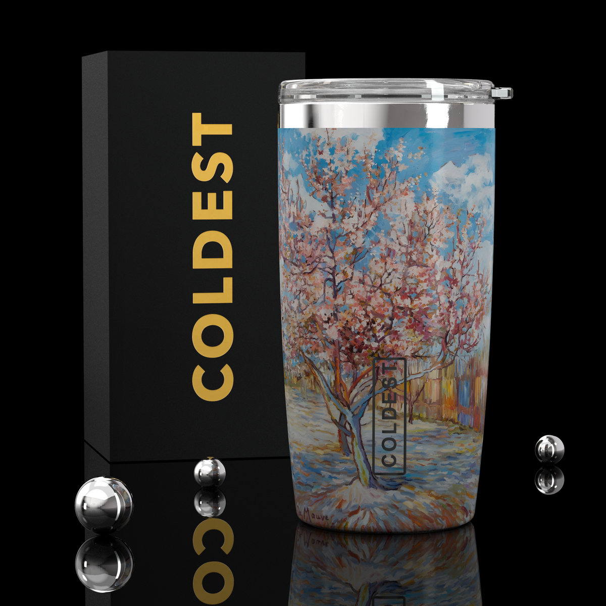 Coldest 20 oz Tumbler v2 in Pink Peach Tree Ultra, main product view