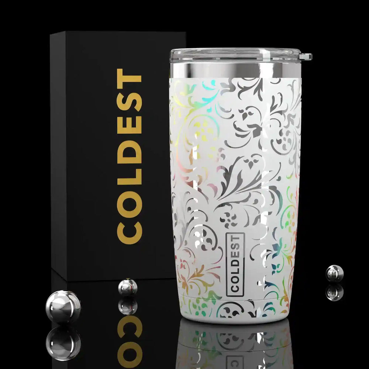 Coldest 20 oz Tumbler v2 in Snowstorm Floral Ultra, main product view