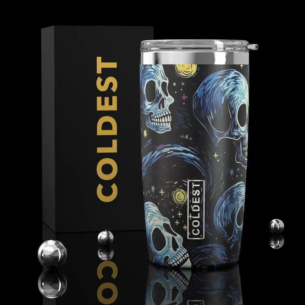 Coldest 20 oz Tumbler v2 in Starry Skulls Ultra, main product view