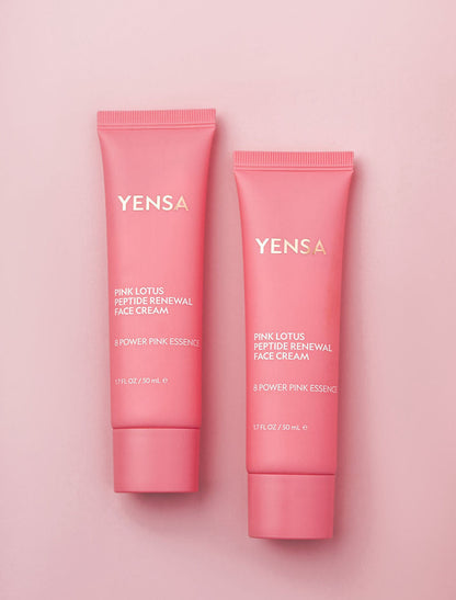 Pink Lotus Peptide Renewal Face Cream, styled photo