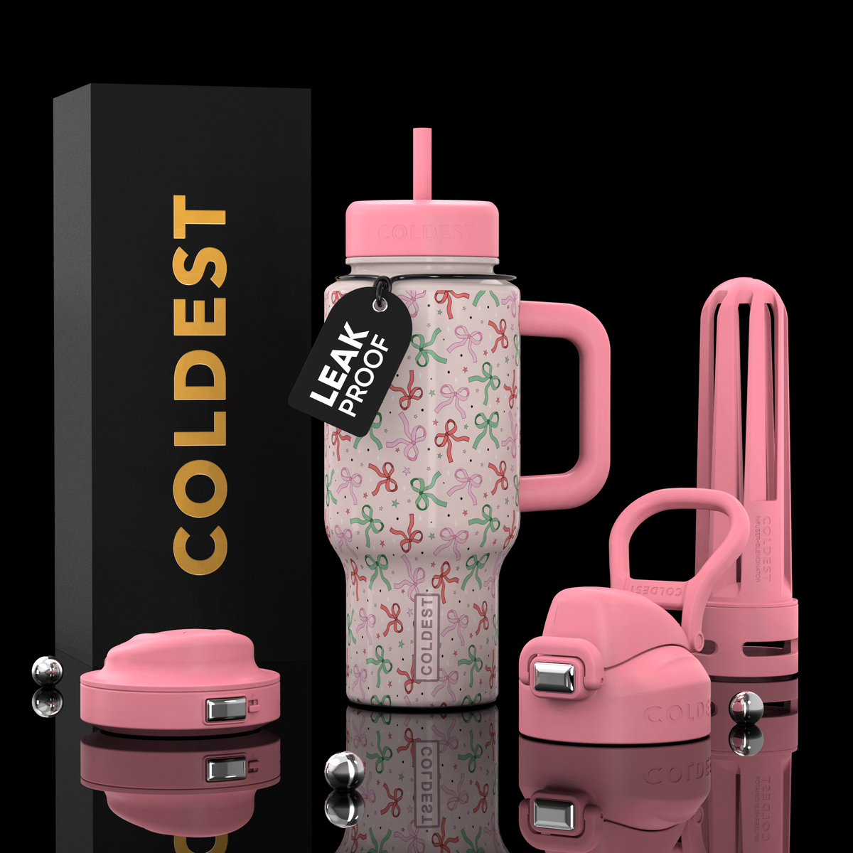 COLDEST 24oz Limitless Ultra v8 in Pink Bows, main product photo