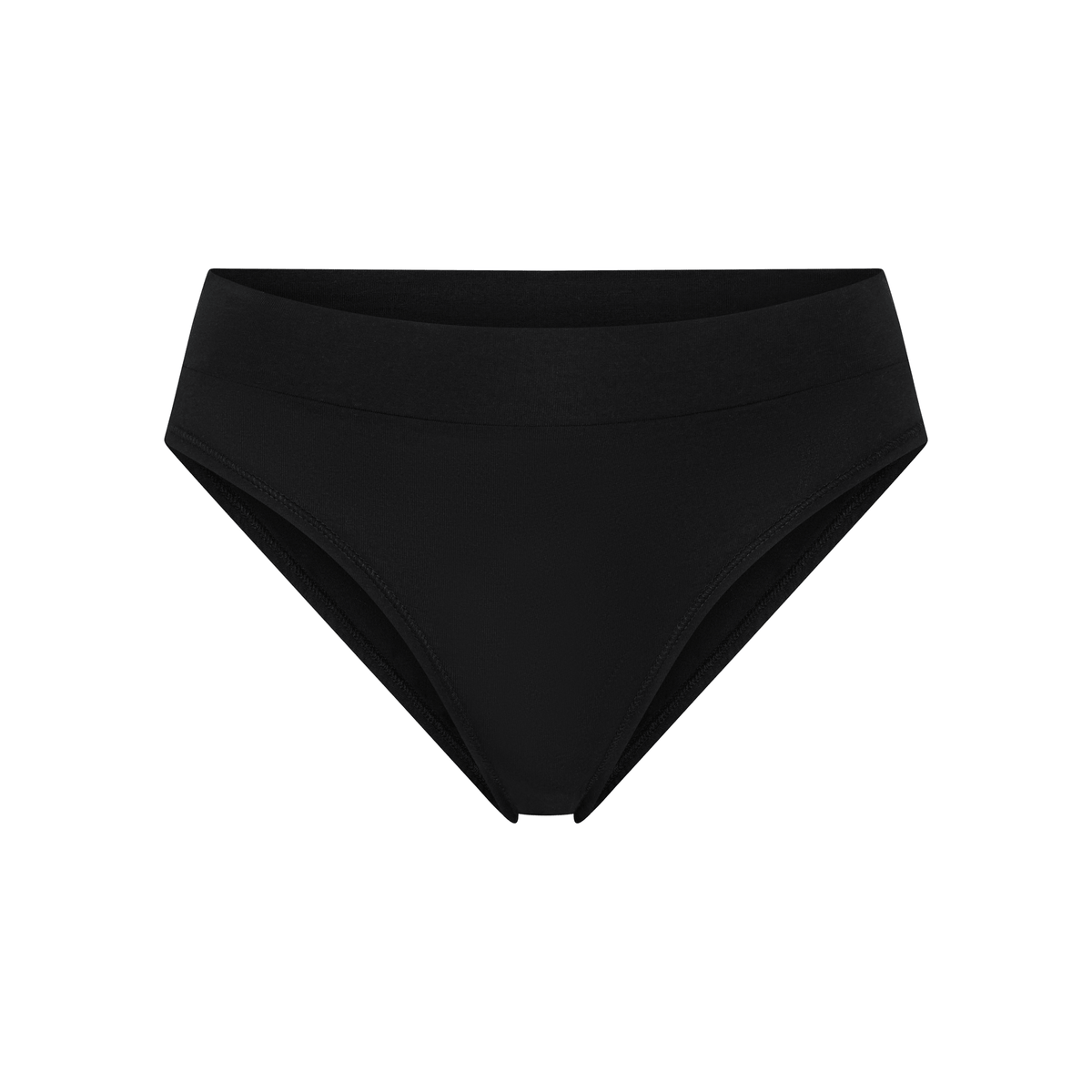 Organic Cotton Cheeky Tanga in Black, front view