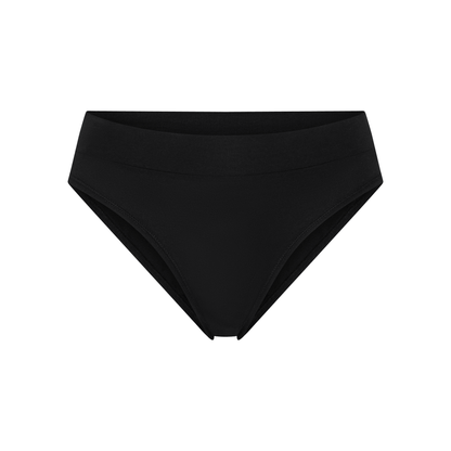 Organic Cotton Cheeky Tanga in Black, front view