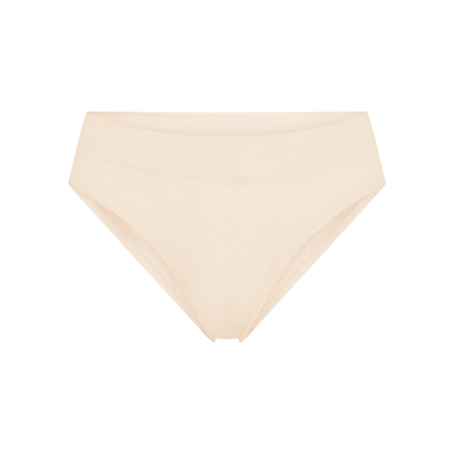 Organic Cotton Cheeky Tanga in Latte, front view