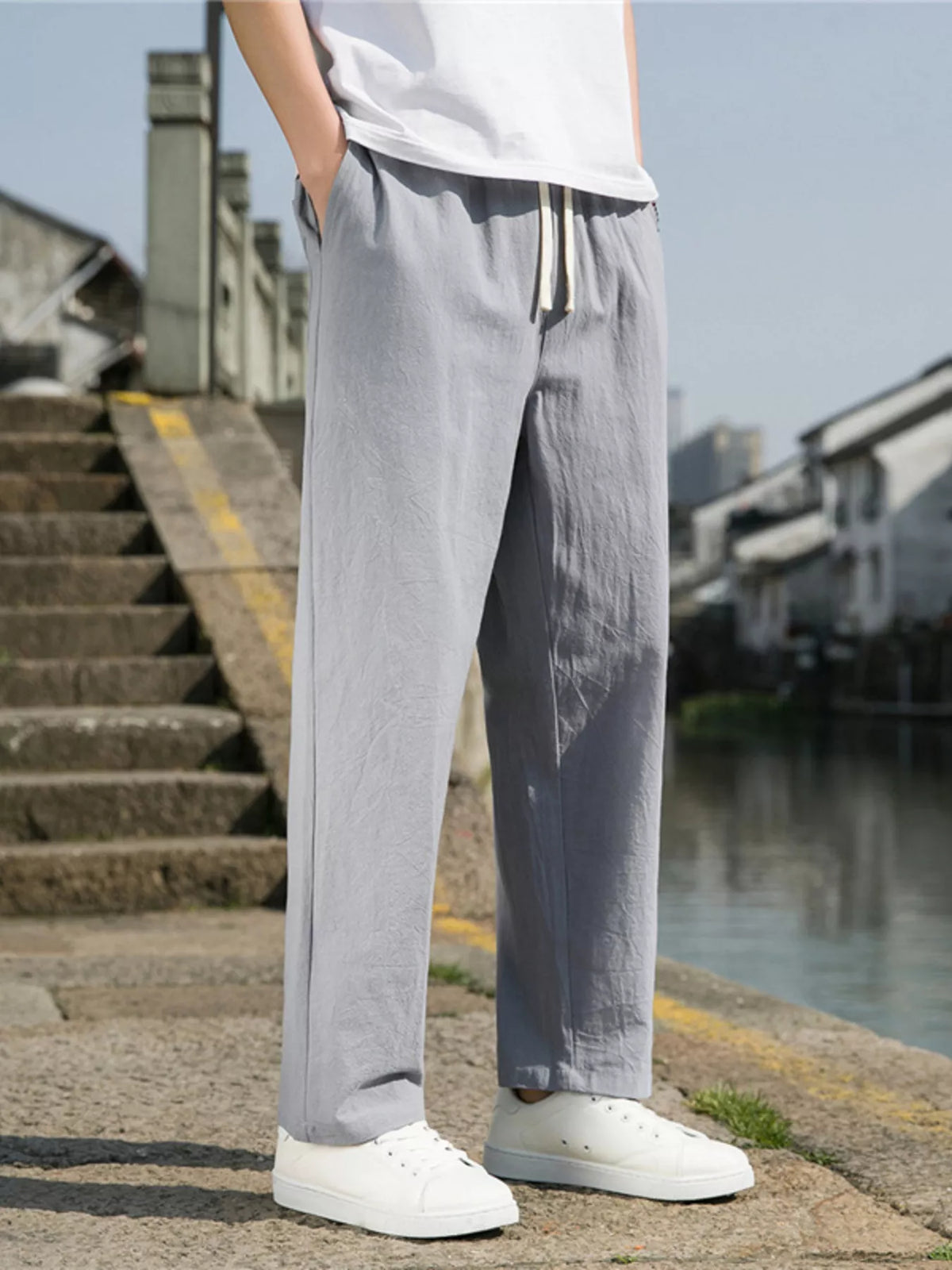 Men's Plus Size Loose Fit Drawstring Casual Pants