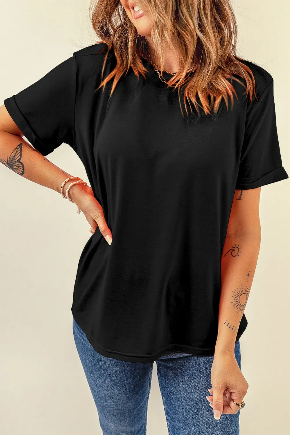 Round Neck Short Sleeve T-Shirt, product photo (2)