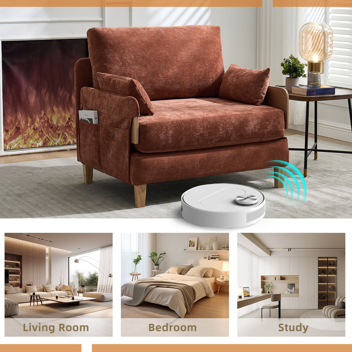 Mid century modern convertible sofa bed folded out as a bed (view 25)