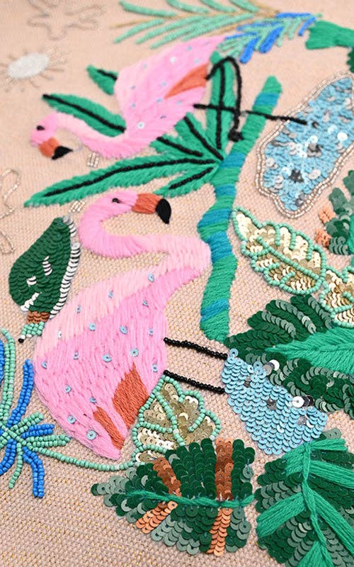 Tropical Pink Flamenco Embellished Tote, alternate view