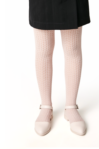 Conte-Kids Miss 618 cotton tights with mesh pattern, styled photo (5)
