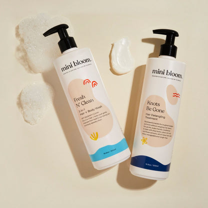 mini bloom Bath Time Duo wash and detangler set, product photo