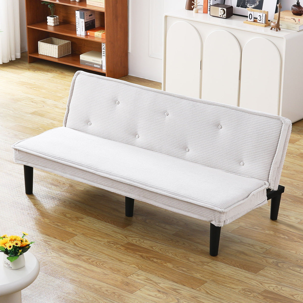 Convertible Corduroy Sofa Bed with Solid Wood Frame, product photo (2)