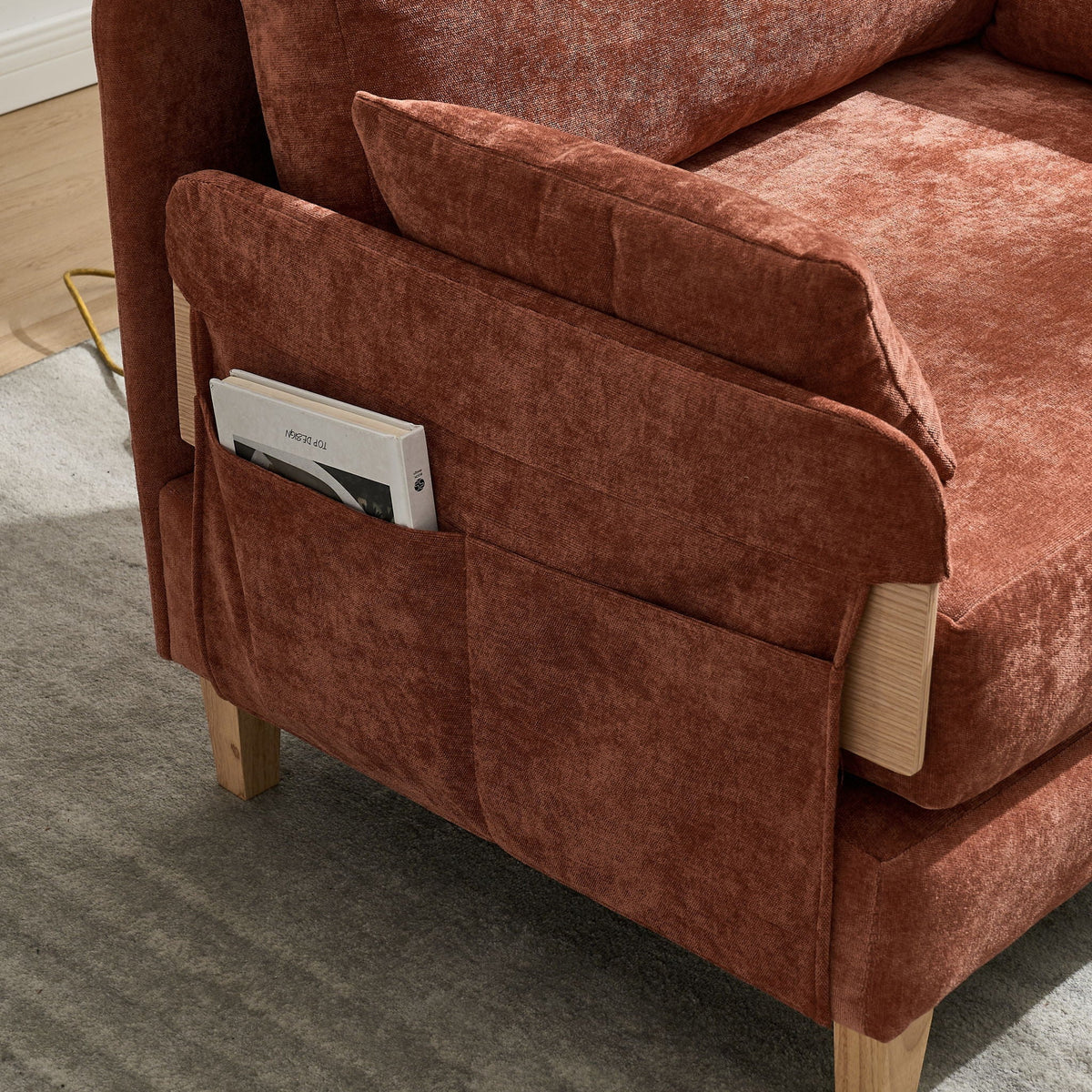 Mid century modern convertible sofa bed in the reclining position (view 26)