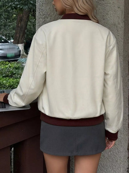 Contrast Trim Zip Up Jacket