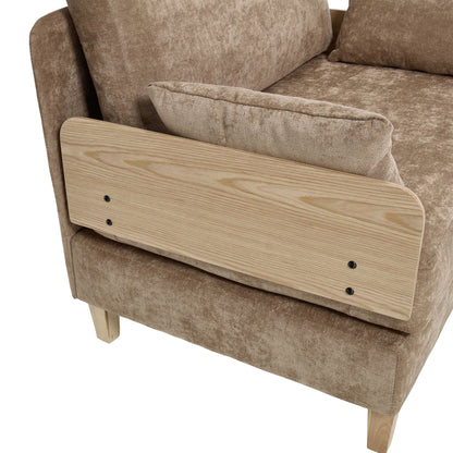 Convertible sofa bed with solid wood frame and fabric upholstery (view 27)