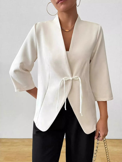 Three-Quarter Sleeves Blazer in Milky White, additional detail