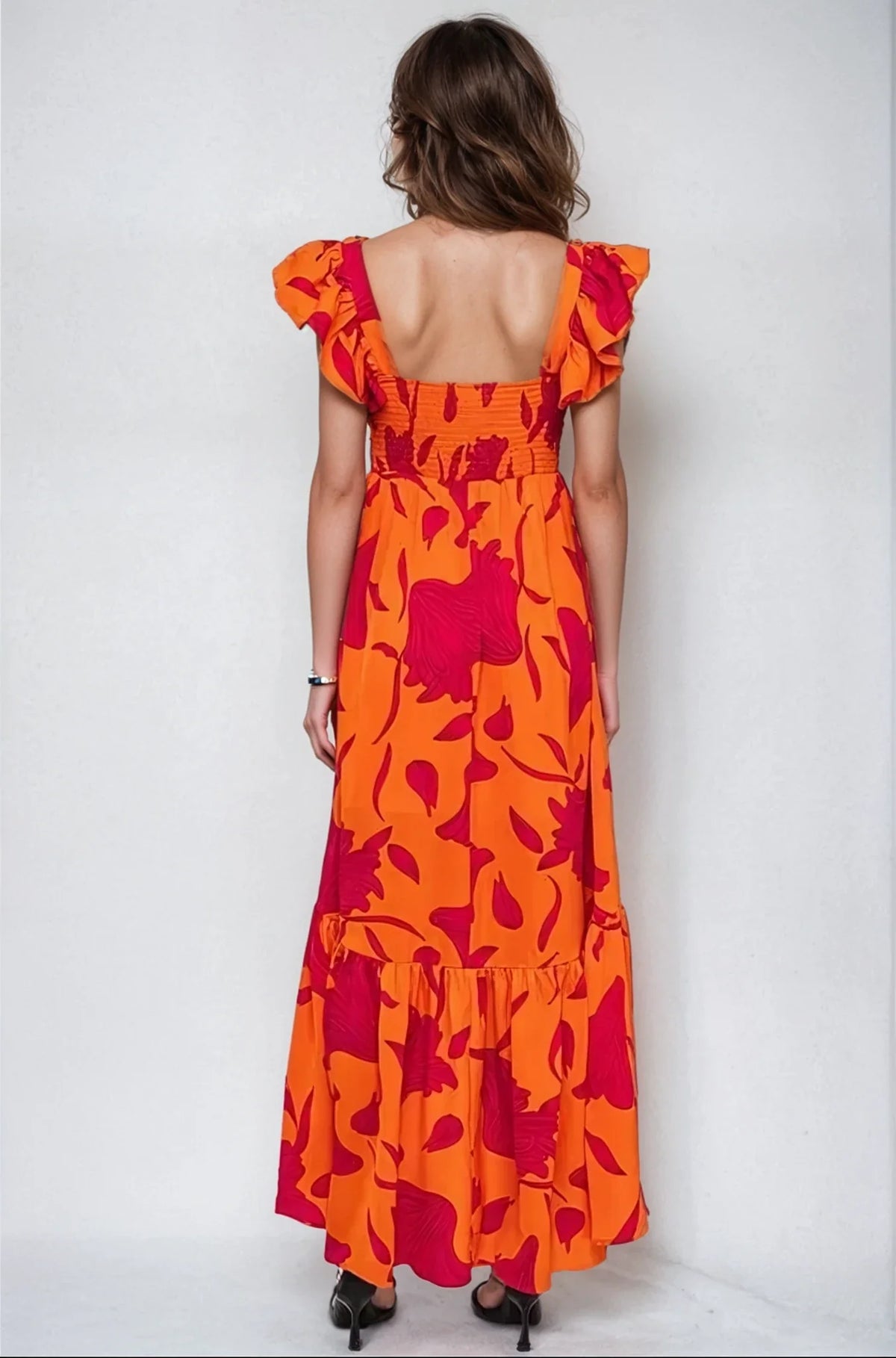 Fitkitty Culture Vibrant Fire floral high-low maxi dress, alternate view 3