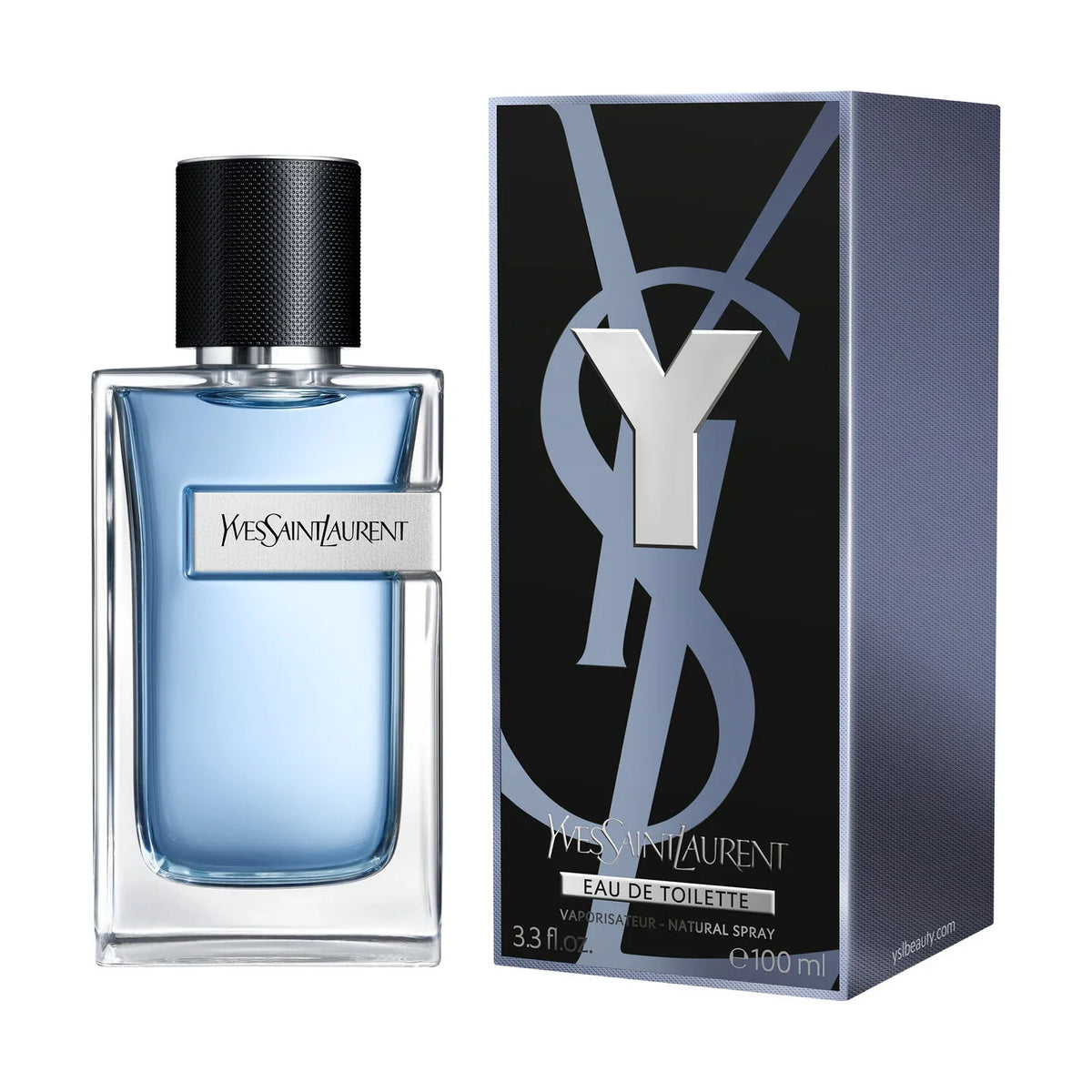Yves Saint Laurent Y Eau de Toilette bottle and packaging on a white background