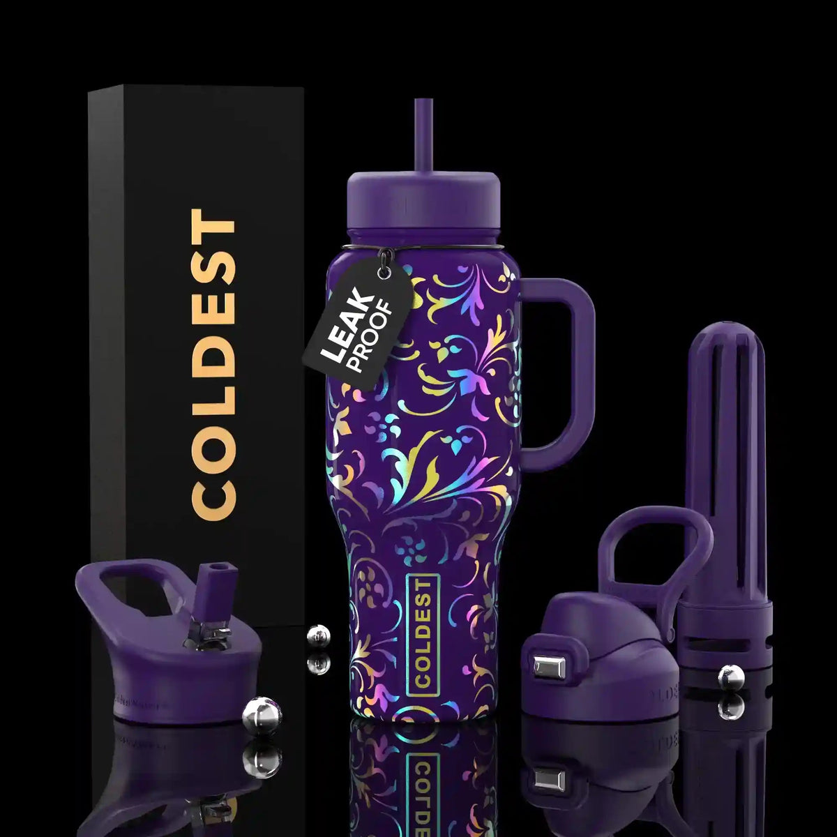COLDEST 36oz Limitless Ultra v8 in Purple Moon Floral, main product photo