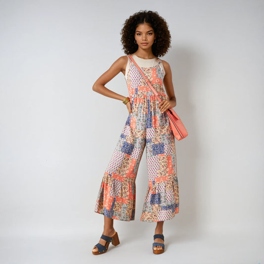 Fitkitty Culture Serenity patchwork jumpsuit in a multicolor print, alternate view