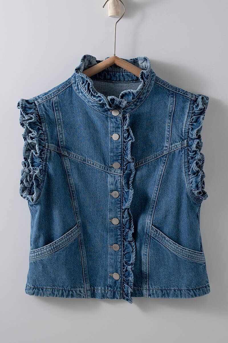 Fitkitty Culture Victorian Muse denim vest, product view 3